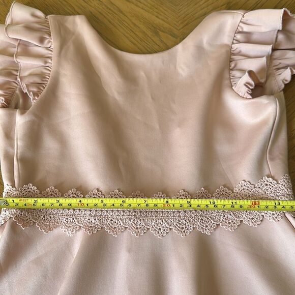 Pink Mauve Lace Trim Tieback Kids Dress Size 10 Easter Spring - Picture 7 of 8
